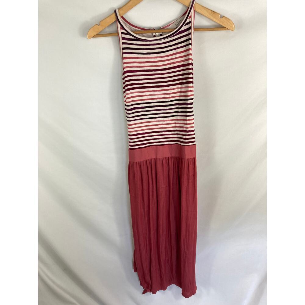 Ann Taylor LOFT Stripe Top Satin Bottom Sleeveless Dress Size 12